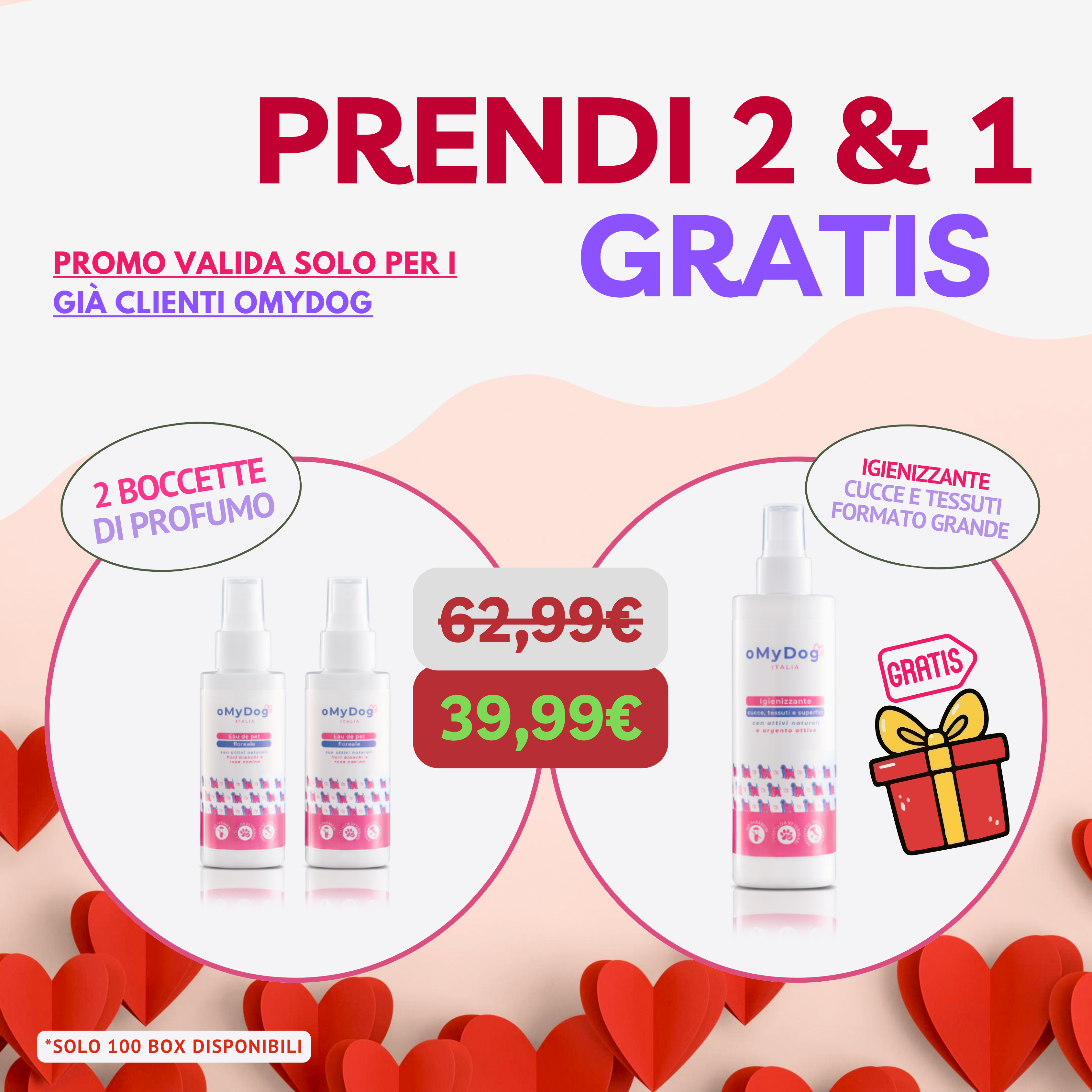 Kit San Valentino oMyDog - 2 Profumi Floreale + 1 Igienizzante Cucce e Tessuti OMAGGIO
